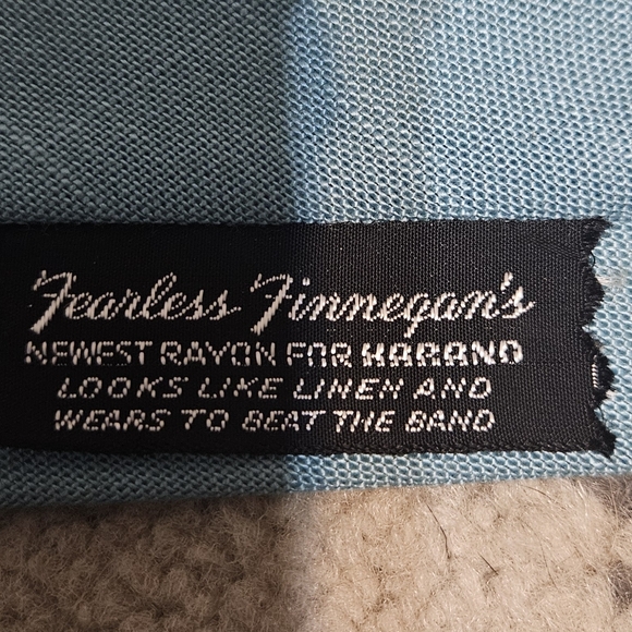Vintage 1960s Blue Embroidered Fesrless Finnegan's Square Neck Tie - Picture 3 of 3